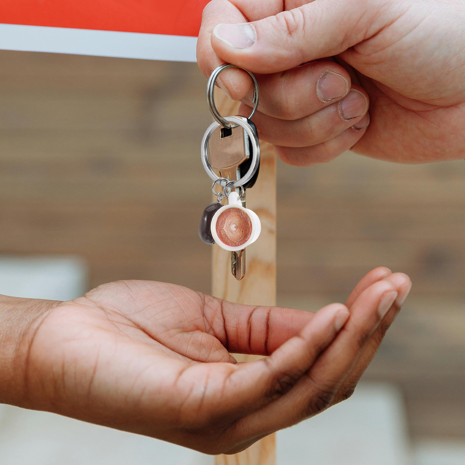 Resin Art Keychain Design - Koffieboon Sleutelhanger Elegant Latte Art Design