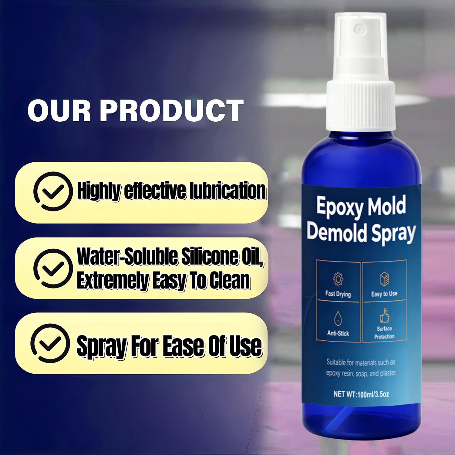 Release Spray Silicone - Ontvormspray voor siliconenmallen, professioneel ontvormmiddel voor