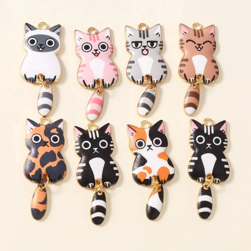 Resin Art Jewelry Kit - 10 Stuks 16×39mm Leuke Cartoon Kat