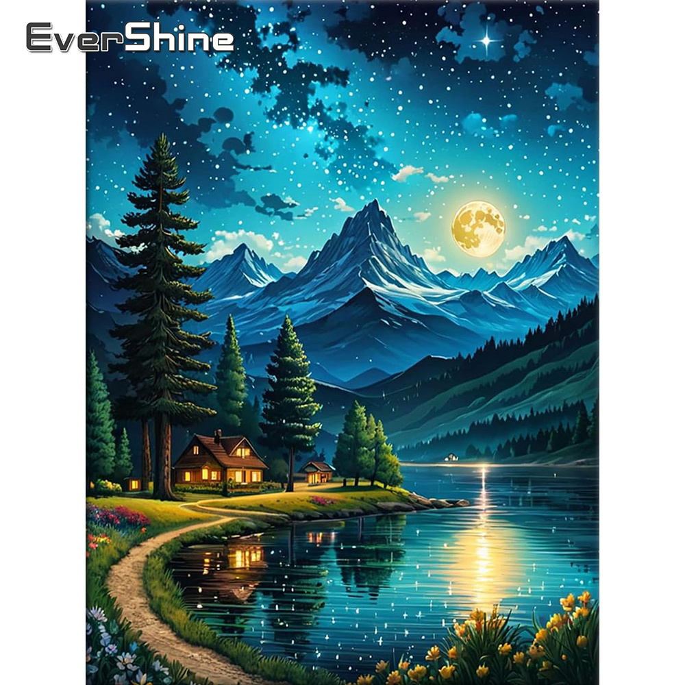 Resin Art Tree - Evershine Landschap Diamantmozaïek Berg Volledig Vierkant