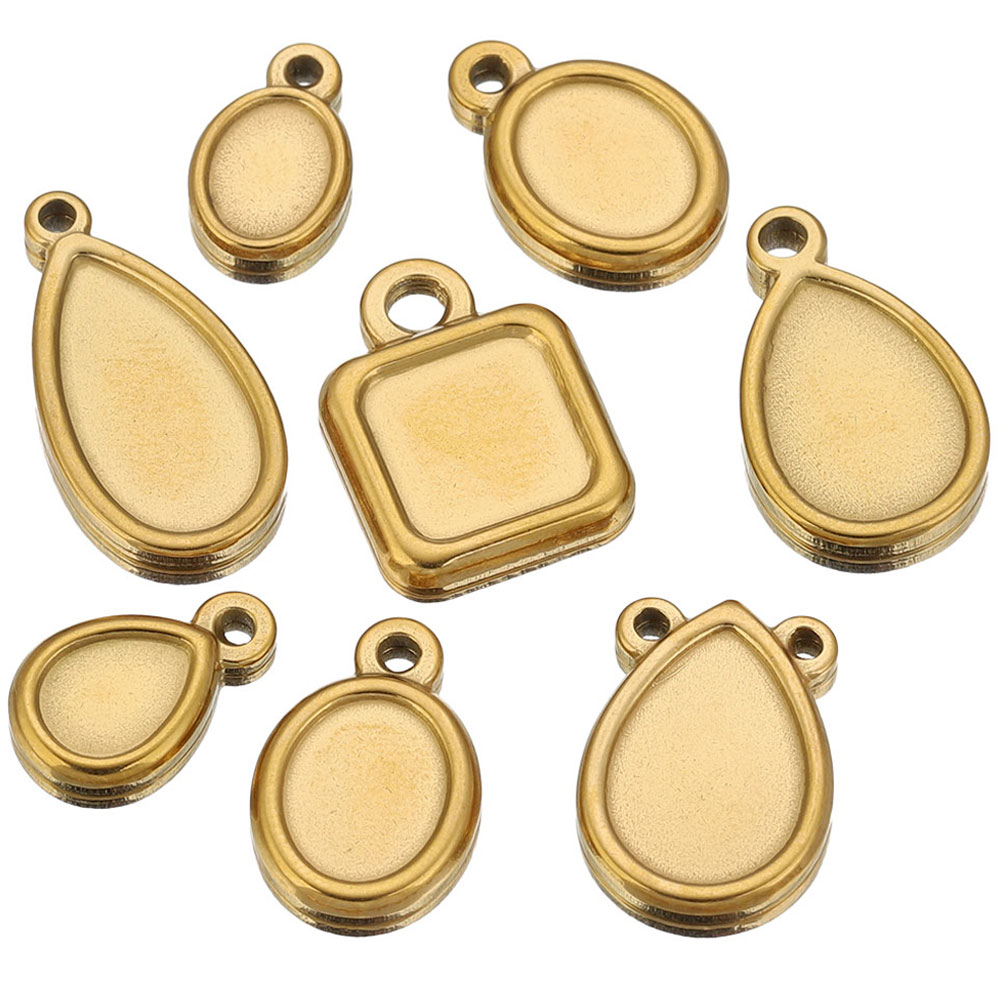 Resin Art Jewelry Kit - 5 stuks roestvrijstalen vierkante, ronde en