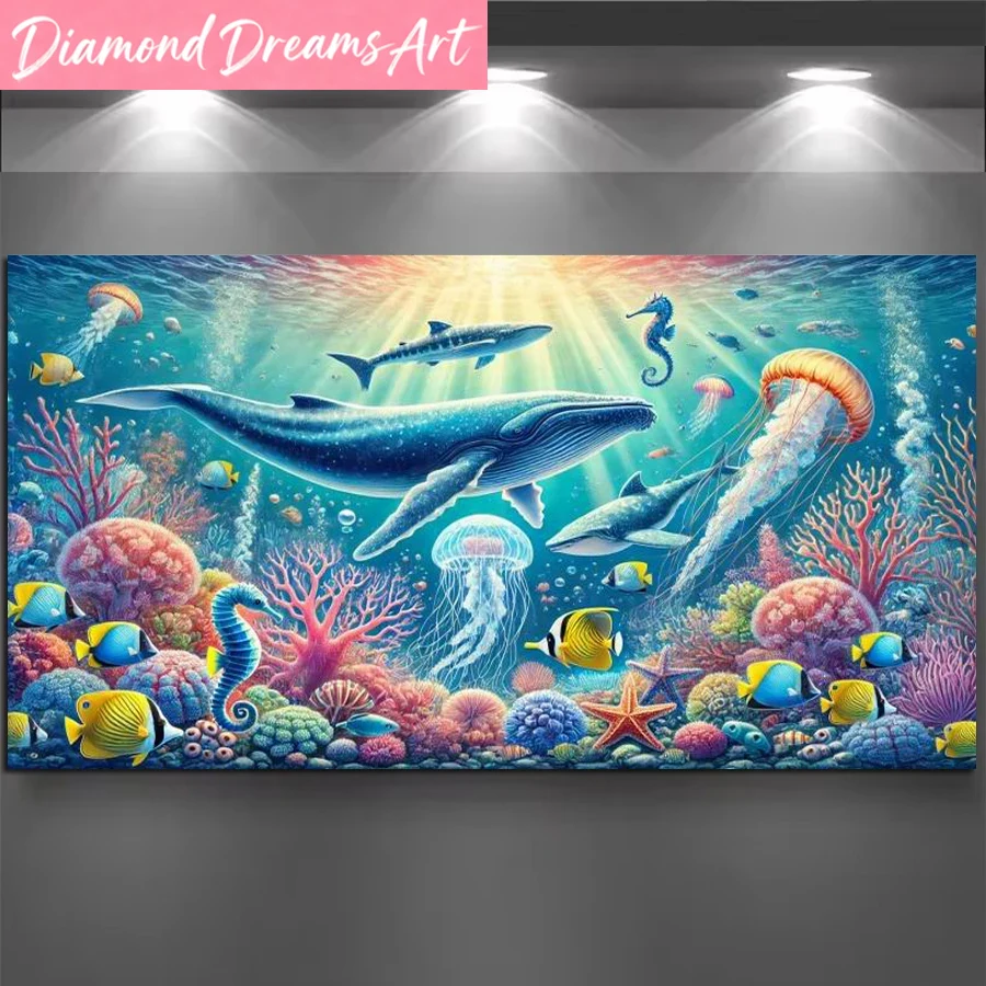 Resin Art Underwater - Frameloze, zeedieren dolfijnen foto groot formaat