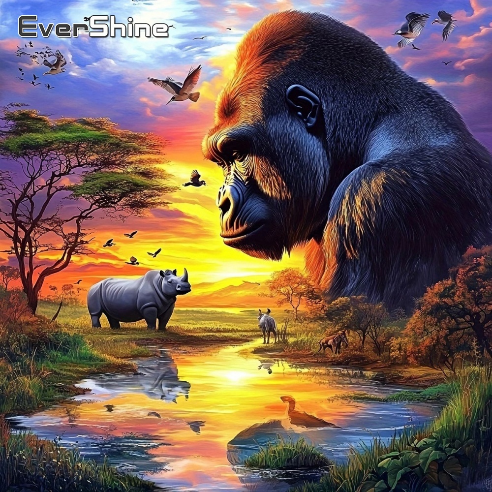 Resin Art Tree - Evershine Diamantmozaïek Dier Gorilla Kruissteek Kunst