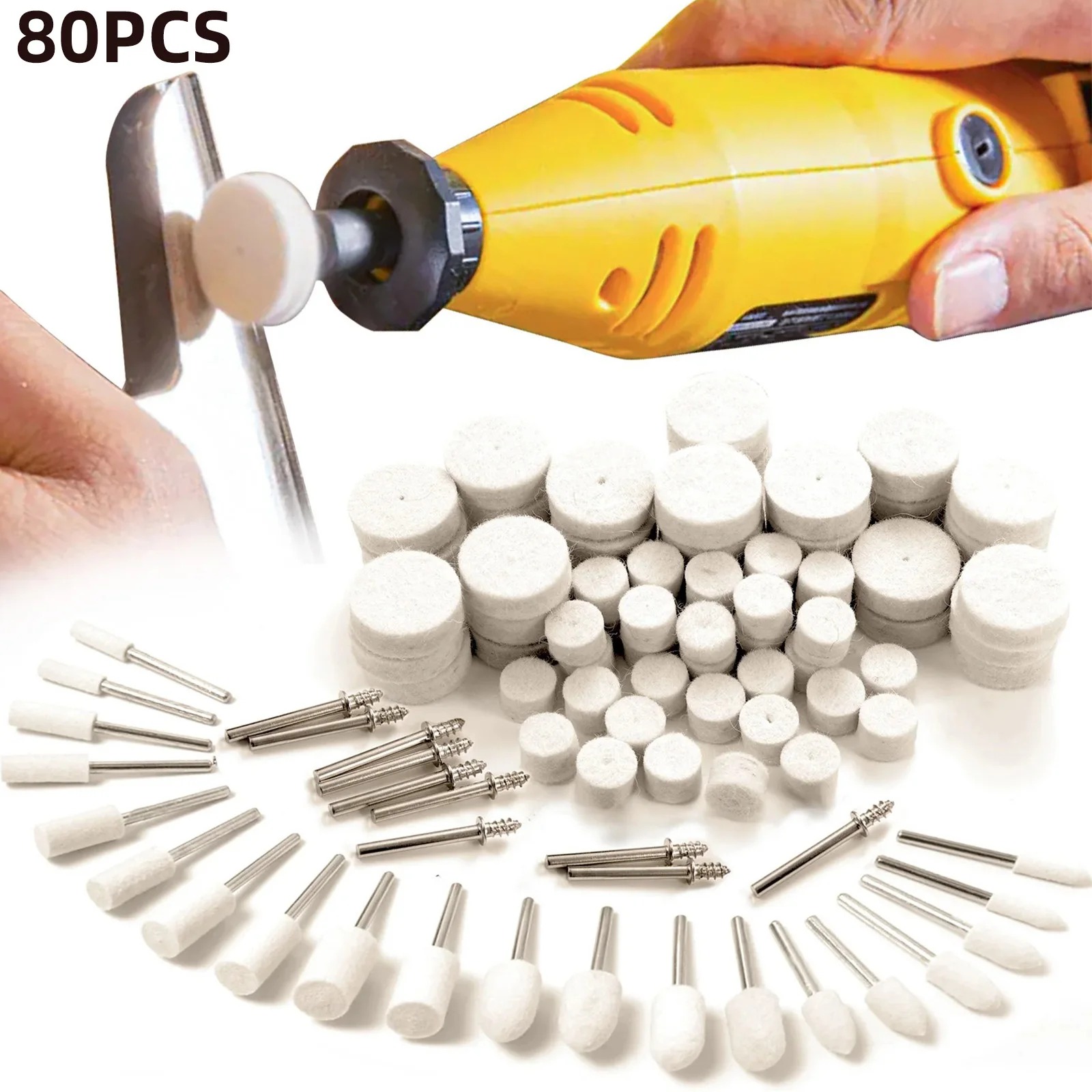 Resin Art Store - 80PCS Wolvilt Polijstwielset, 1/8