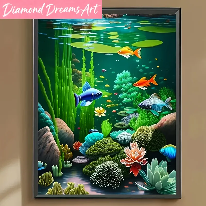 Resin Art Underwater - Frameloos, diamantkunst schilderij onderwaterwereld volledige diamantmozaïek