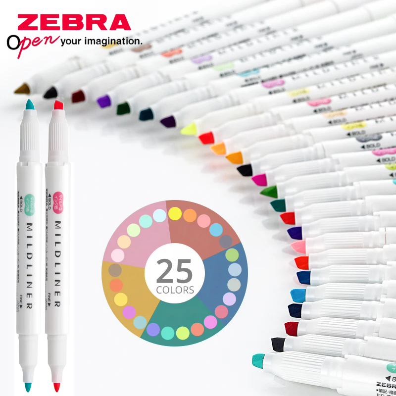 25 Kleuren Japan ZEBRA Mildlin - Zebra Pen Mildliner recensie en prijs