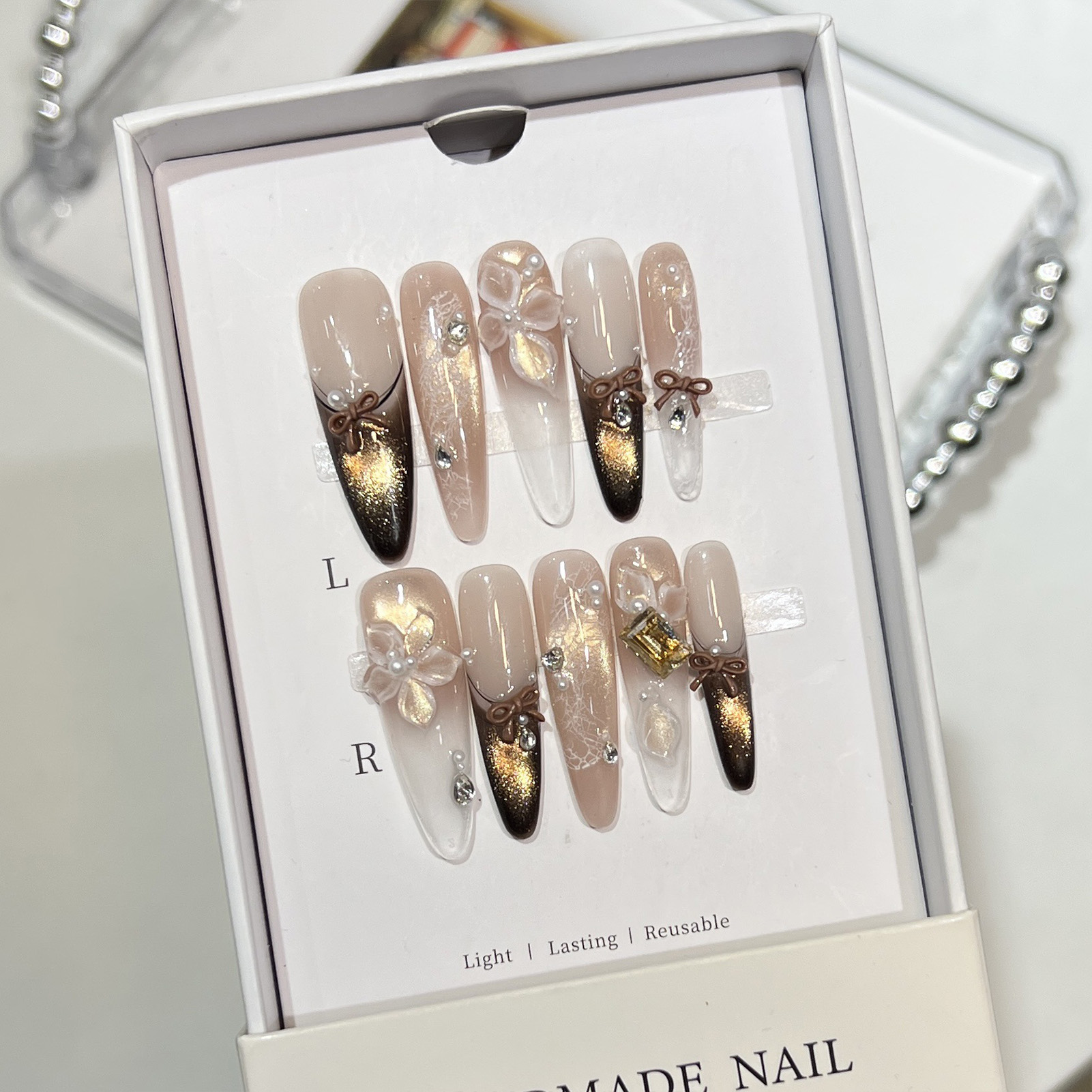 10st Cat Eye Print Franse Nail - Resin Art Design For Wedding recensie en prijs