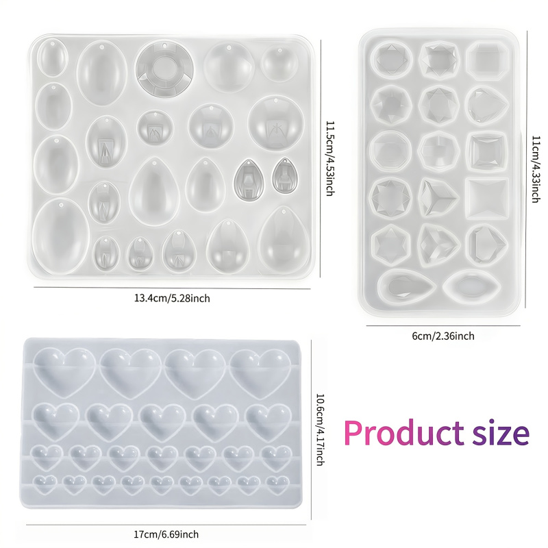 3-delige set edelsteen silicon - Resin Art Heart recensie en prijs